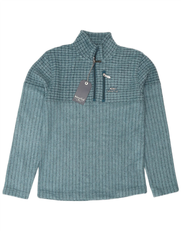 Weird Fish Sweat-shirt à col zippé pour homme Petit bleu Polyester