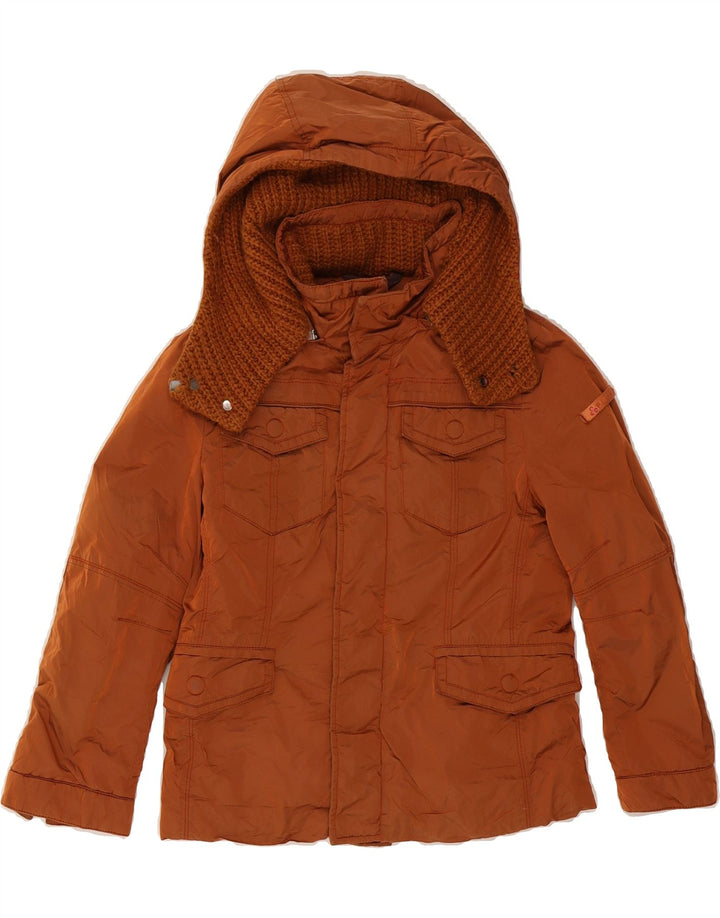 PEUTEREY Boys Hooded Padded Jacket 5-6 Years Small Brown Polyamide Vintage PEUTEREY and Second-Hand PEUTEREY from Messina Hembry 
