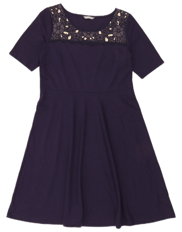 MARKS & SPENCER Robe trapèze pour femme UK 44 Bleu marine moyen à fleurs