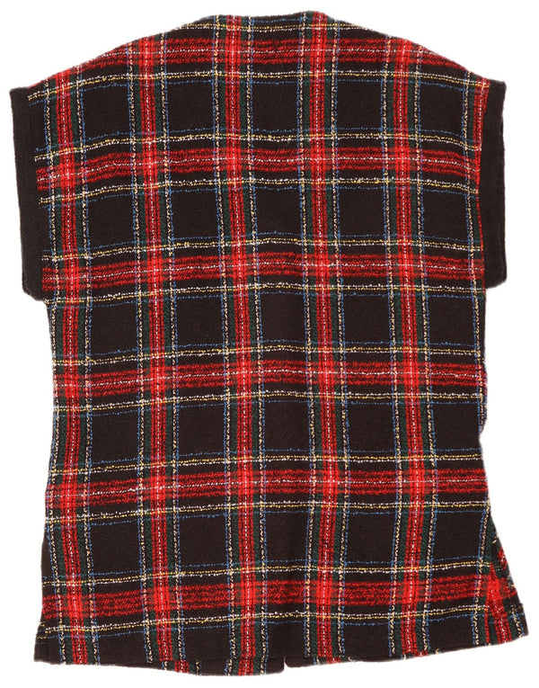 VINTAGE Femmes Surdimensionné 4 Bouton Blazer Veste UK 10 Petit Plaid Rouge