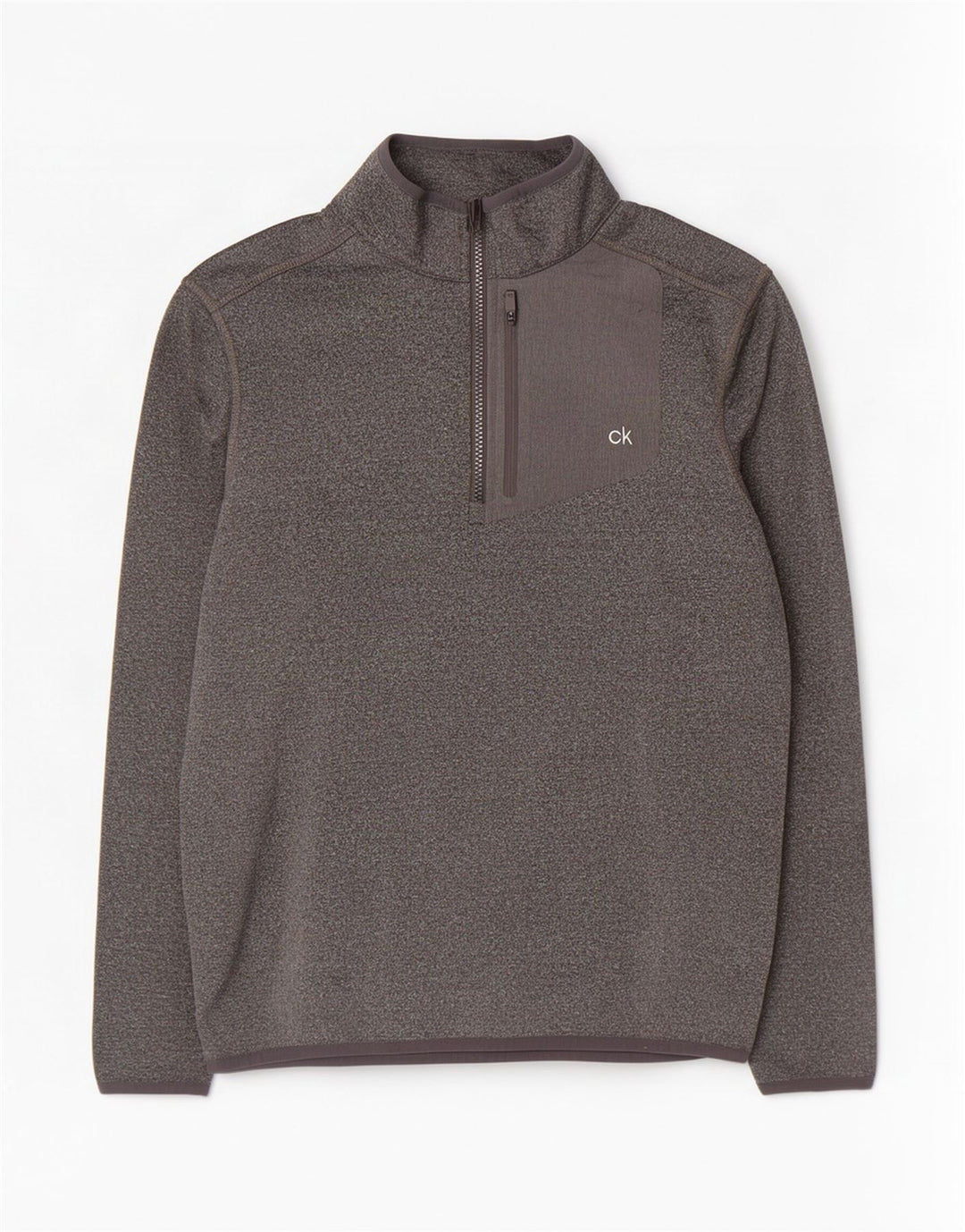 Calvin Klein Haut de survêtement de golf à col zippé pour homme, petit gris moucheté