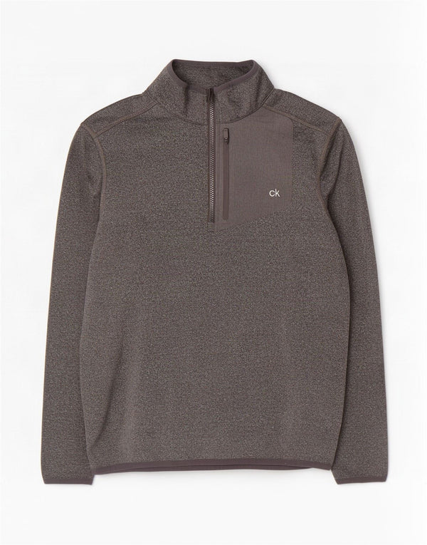Calvin Klein Haut de survêtement de golf à col zippé pour homme, petit gris moucheté