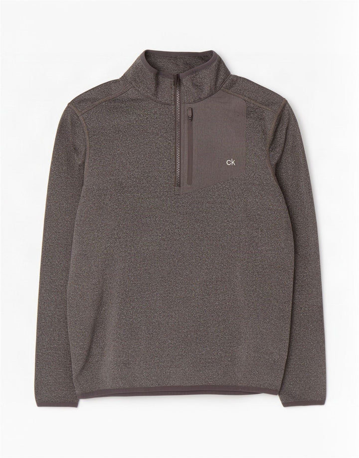Calvin Klein Haut de survêtement de golf à col zippé pour homme, petit gris moucheté