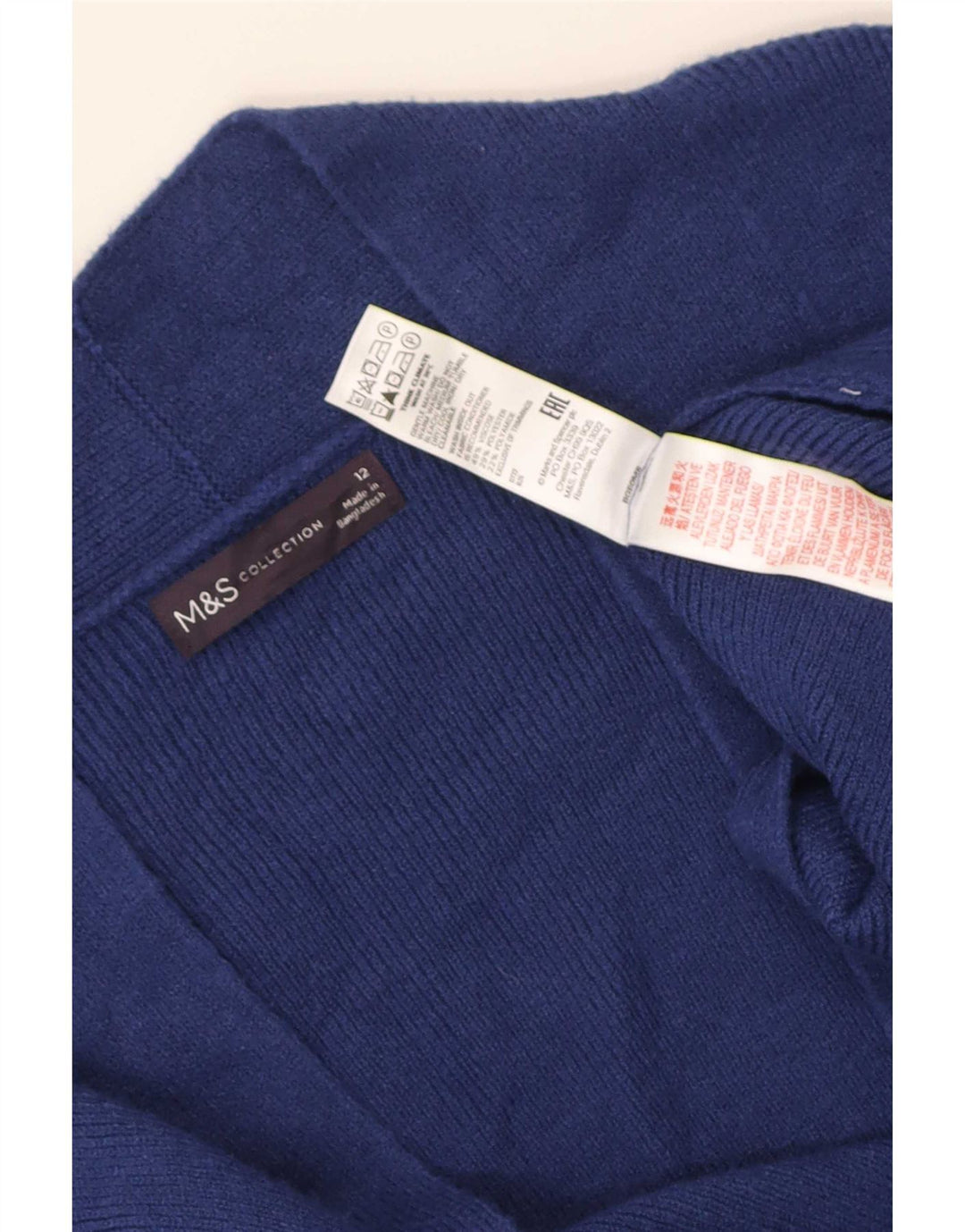 Marks & Spencer Pull cardigan ouvert long pour femme UK 12 Bleu moyen