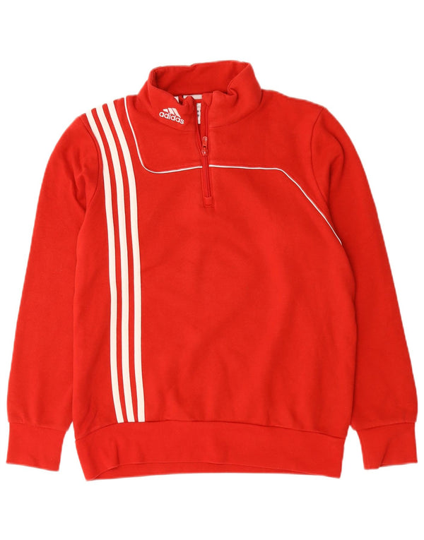 Adidas Boys Zip Neck Sweatshirt Jumper 13-14 Years Red Cotton