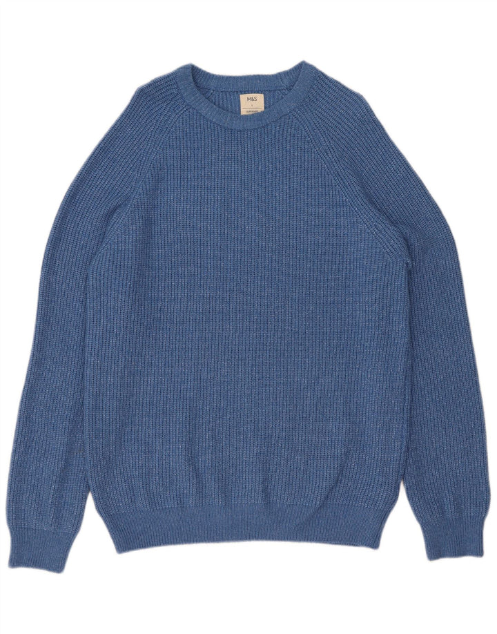 Marks & Spencer Pull à col rond pour homme en polyamide moucheté bleu moyen