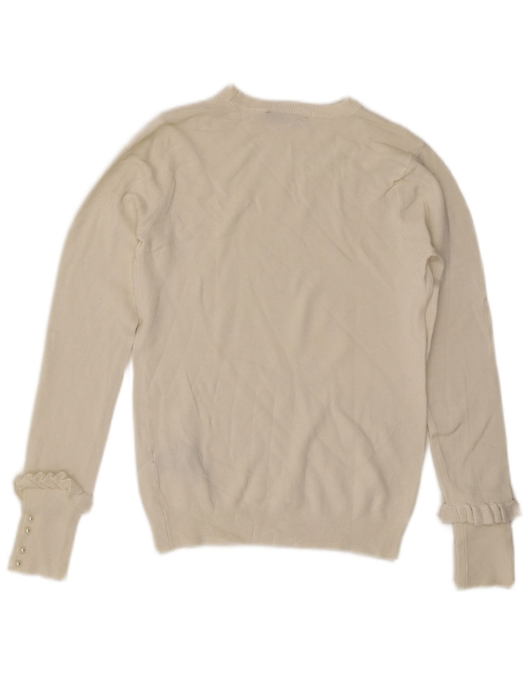 ZARA Femme Pull Col Bateau UK 12 Medium Off White Viscose