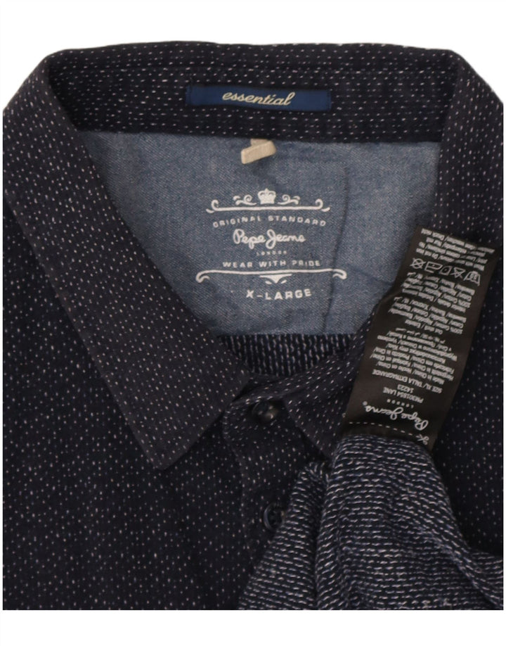 PEPE Jeans Chemise Homme XL Bleu Marine Tacheté Coton