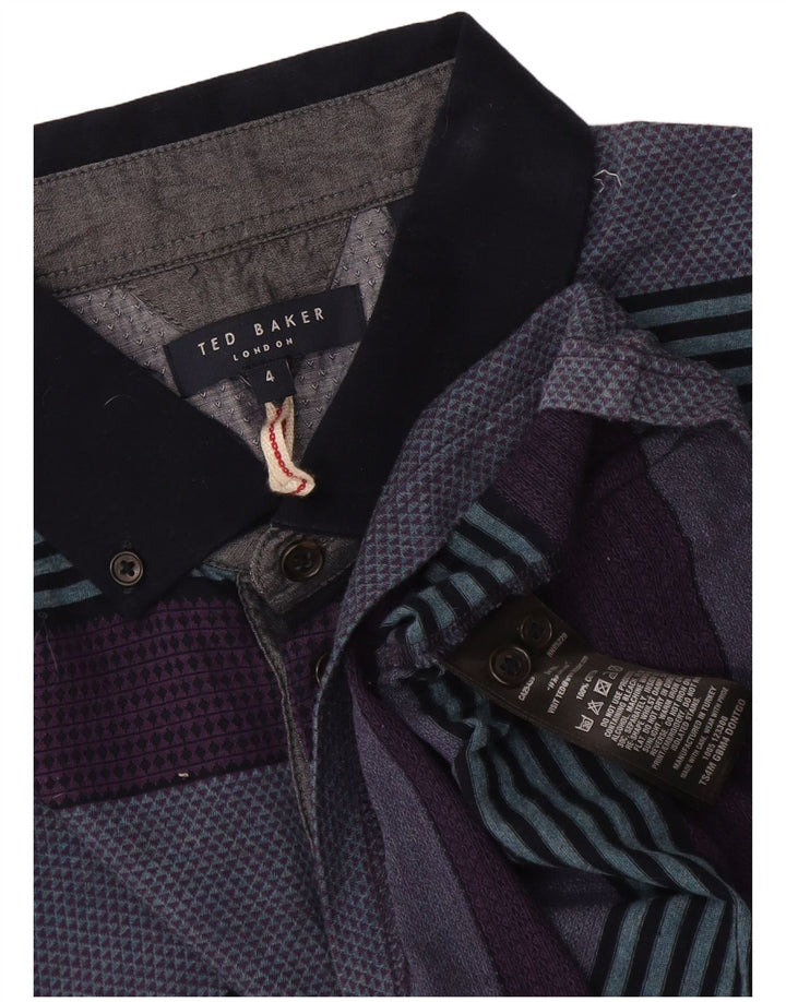 Ted Baker Polo Homme Taille 4 Grand Coton Rayé Multicolore