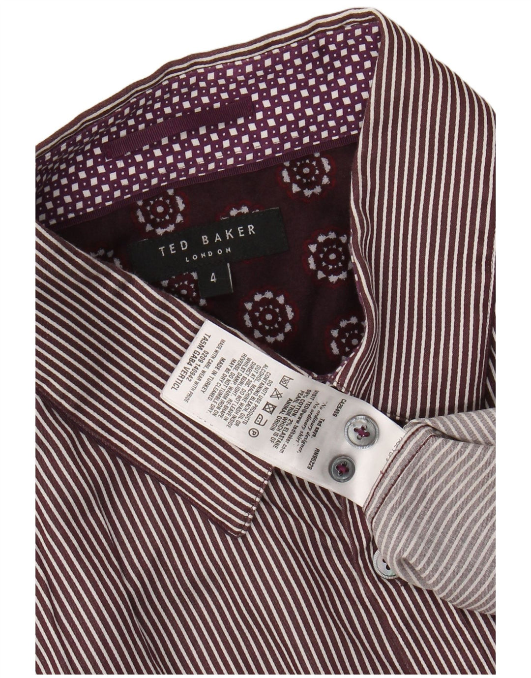 TED BAKER Chemise homme Taille 4 Grand coton à fines rayures violet