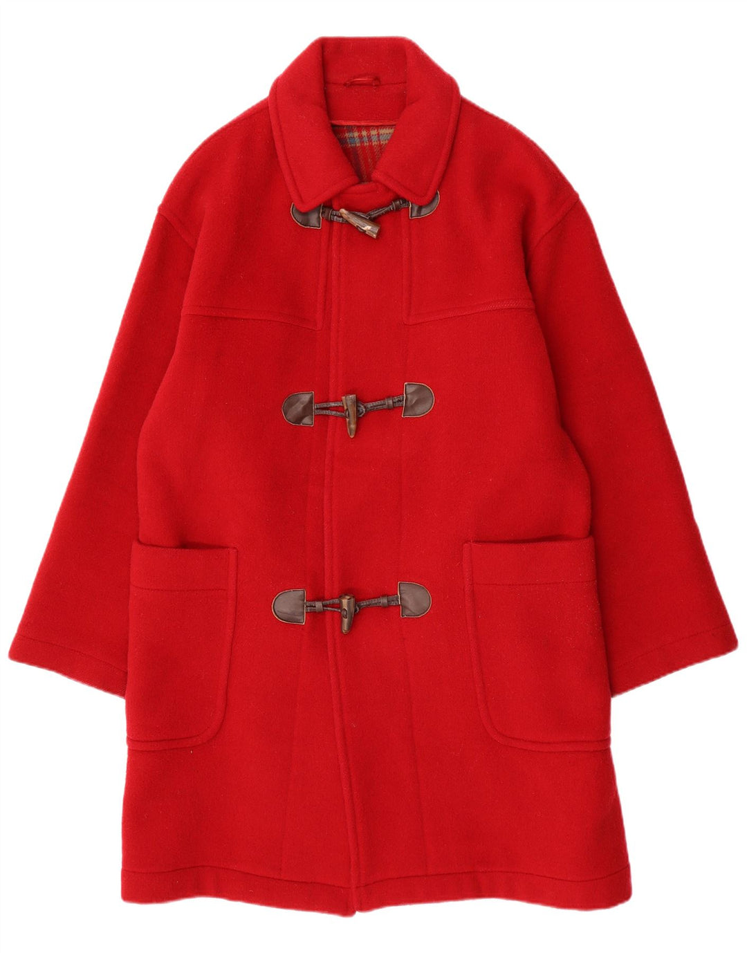 VINTAGE Duffle Coat Femme IT 48 XL Laine Rouge