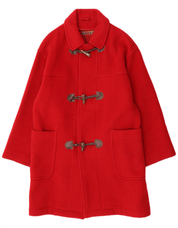 VINTAGE Duffle Coat Femme IT 48 XL Laine Rouge