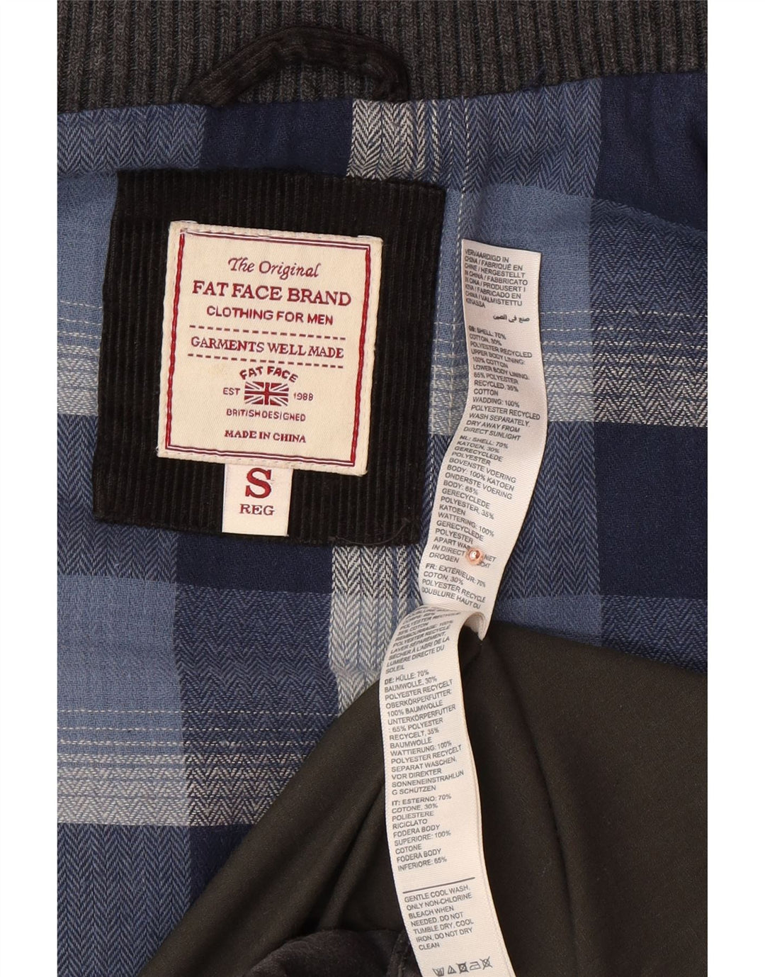 FAT FACE Gilet rembourré pour homme UK 36 Small Gris Coton