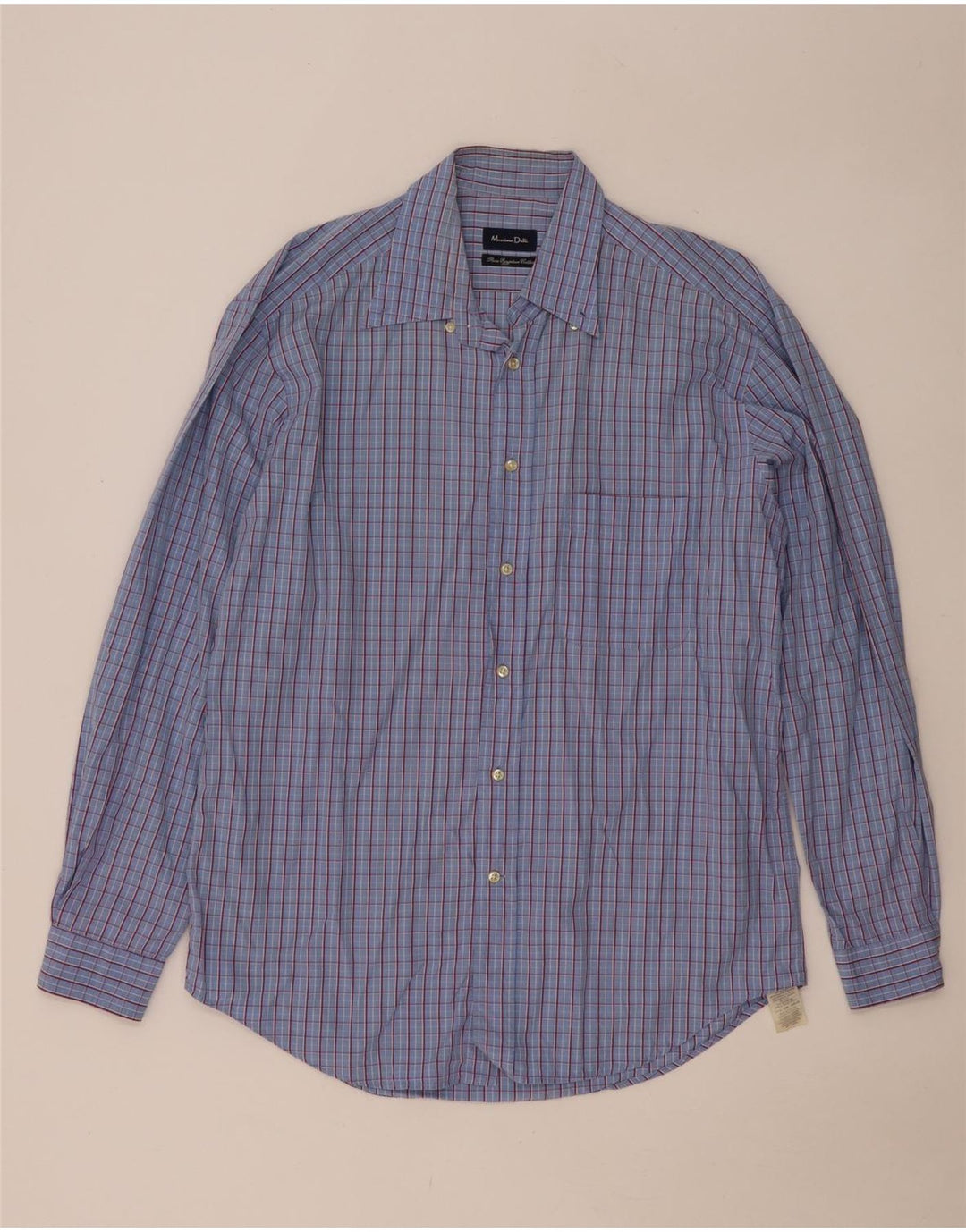 Massimo Dutti Chemise Homme Taille 44 XL Bleu Carreaux Coton