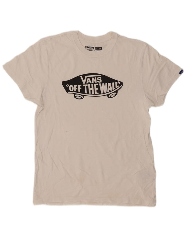 Vans Mens Custom Fit Graphic T-Shirt Top Medium White Cotton