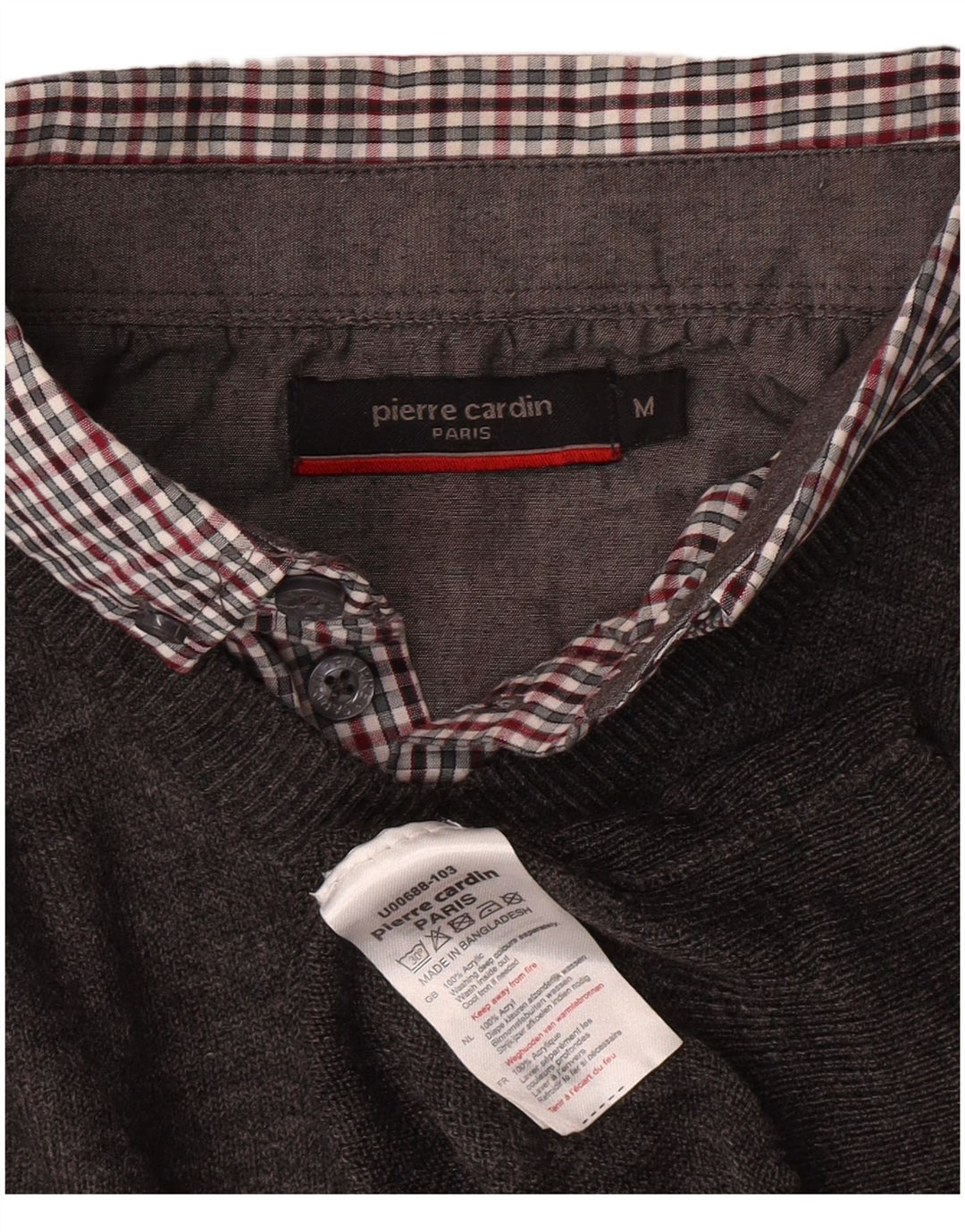 PIERRE CARDIN Pull Col V Homme Gris Moyen Acrylique Classique