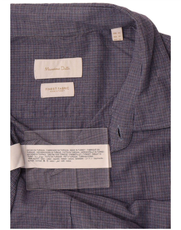 Massimo Dutti Chemise Homme XL Bleu Carreaux Coton
