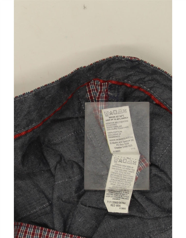 Marks & Spencer Short Chino Homme W38 XL Rouge Vichy Coton