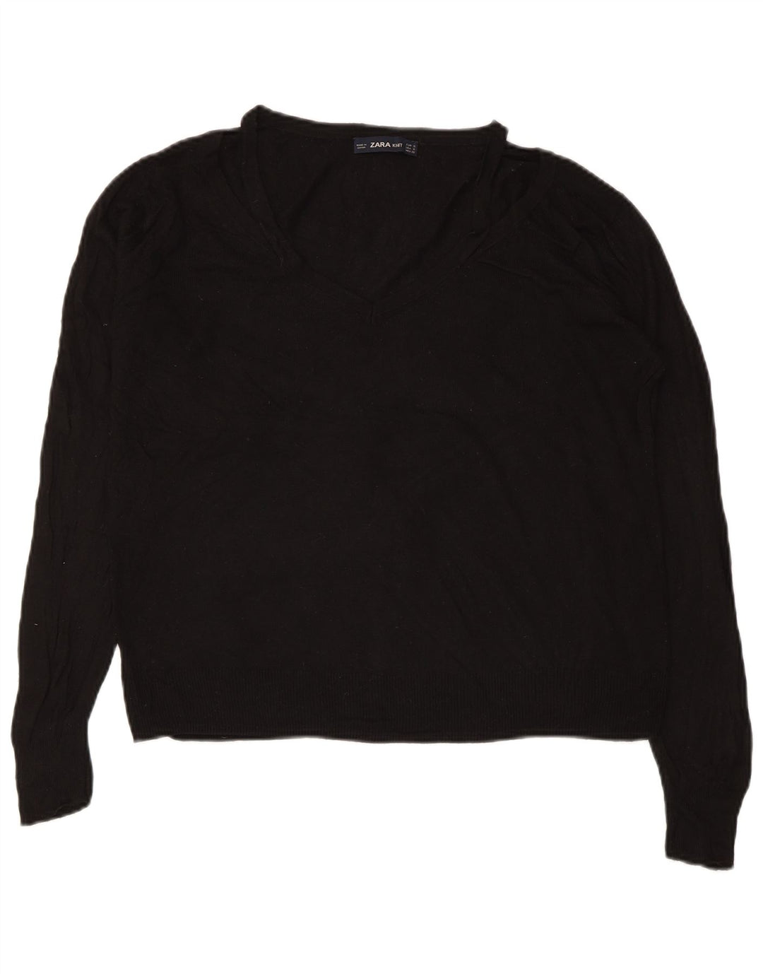 ZARA Pull surdimensionné à col en V pour femme UK 10 Small Noir Viscose