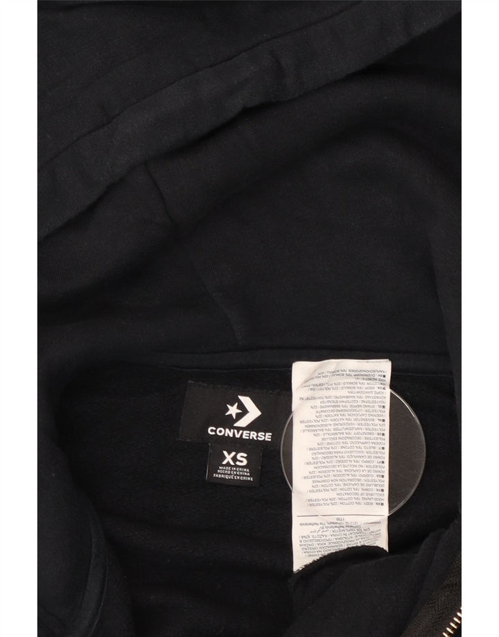 Converse Pull à capuche zippé pour femme UK 6 XS Coton noir