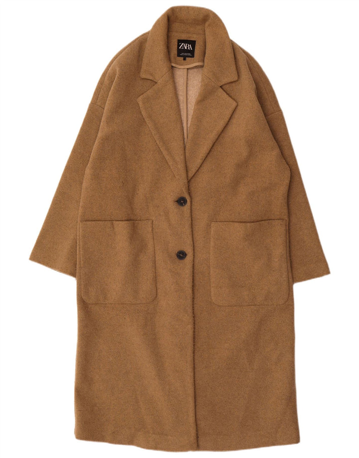 Zara Manteau surdimensionné pour femme UK 10 Petit polyester beige