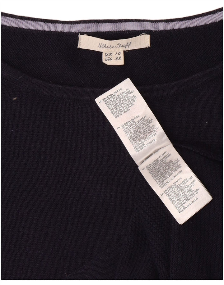 WHITE STUFF Pull col bateau pour femme UK 10 Small Bleu marine