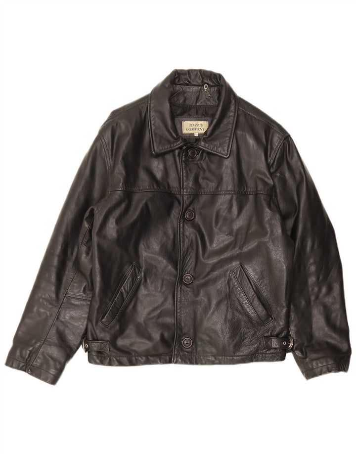 veste en cuir homme vintage IT 50 Grand cuir noir