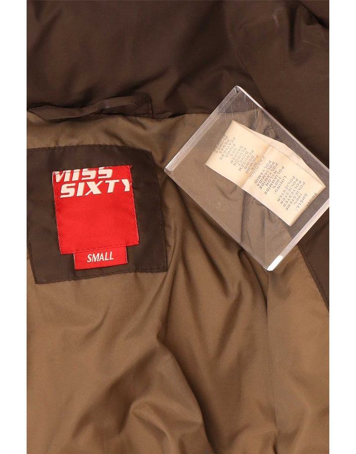 Miss Sixty Veste matelassée à capuche pour femme UK 10 Small Marron Polyamide