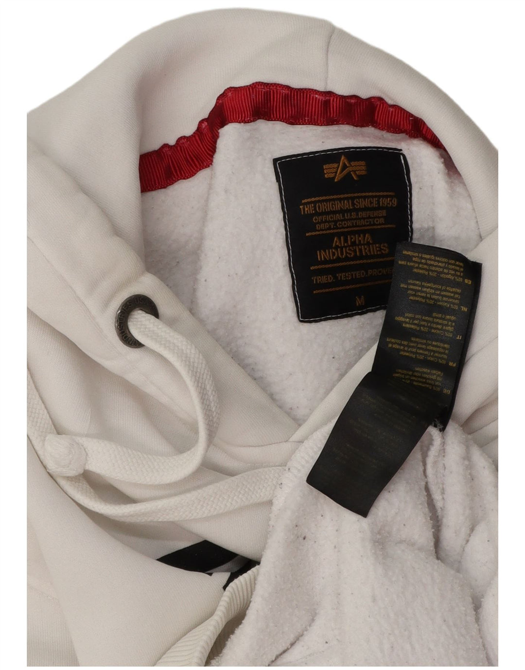 ALPHA INDUSTRIES Pull à capuche graphique pour homme en coton blanc moyen
