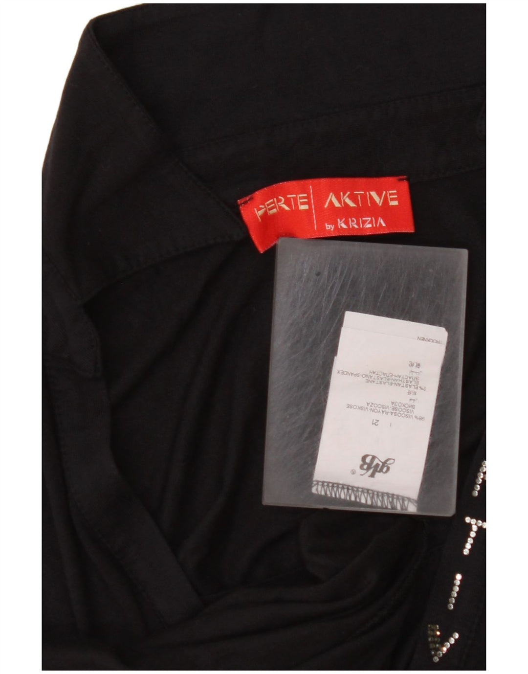 PERTE BY KRIZIA Polo à manches longues pour femme UK 14 Viscose noir moyen