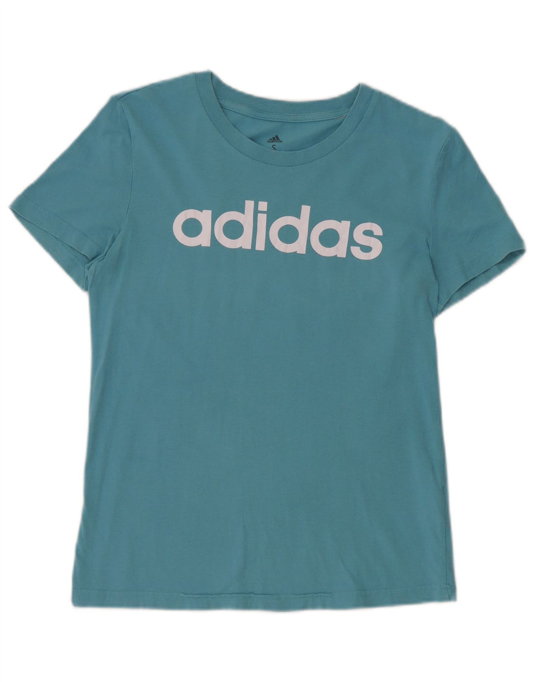 ADIDAS T-shirt graphique pour femme UK 8/10 Petit bleu coton