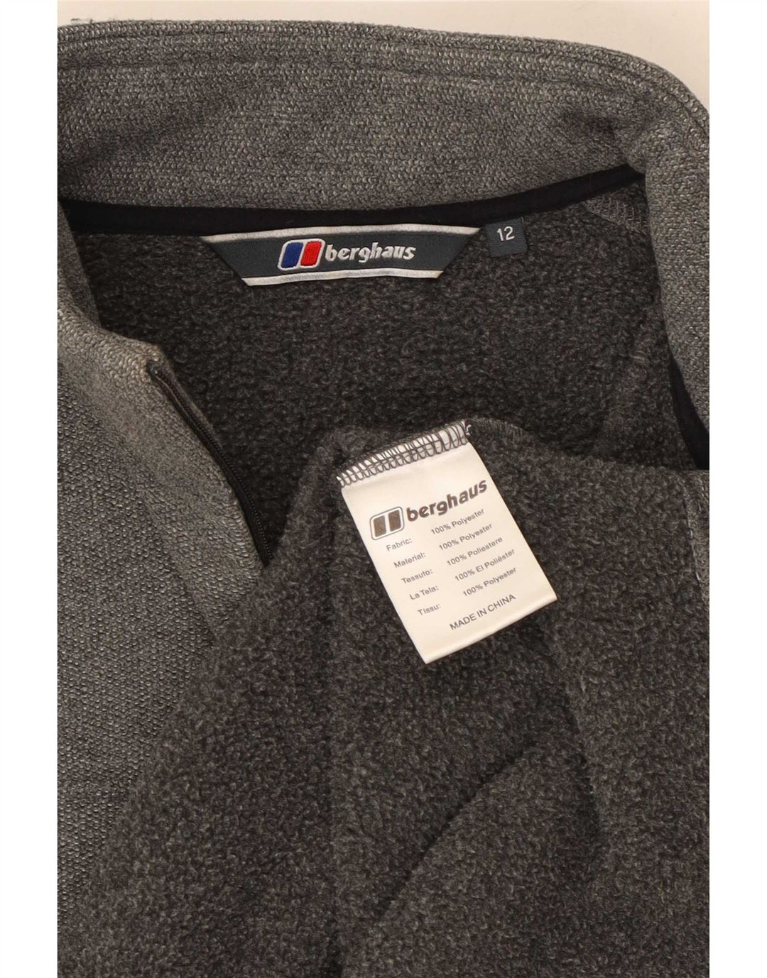 Berghaus Sweat-shirt à col zippé pour femme UK 12 Gris moyen Polyester