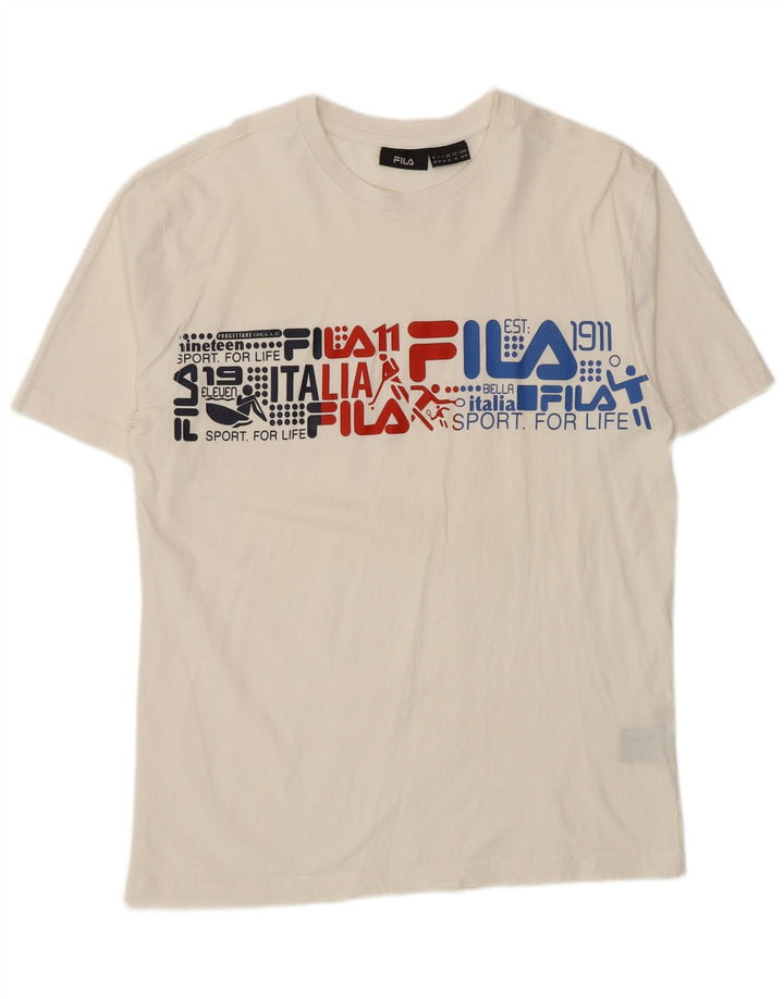 Fila T-Shirt Graphique Homme Blanc Moyen Coton