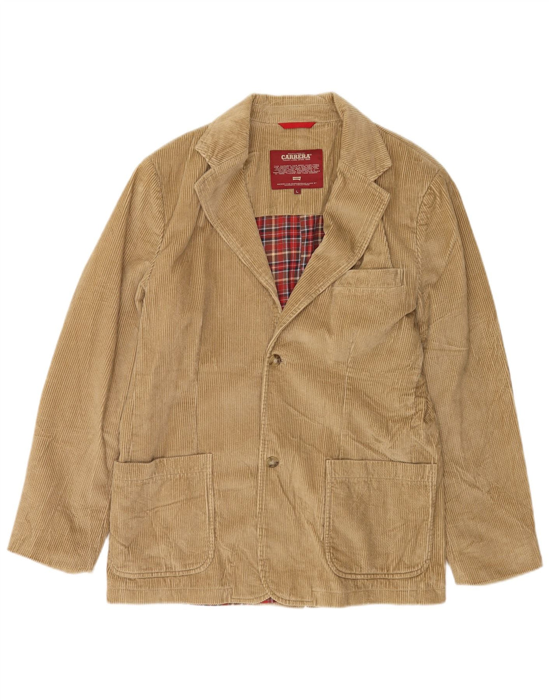 Carrera Veste blazer en velours côtelé à 2 boutons pour homme UK 40 Large Beige