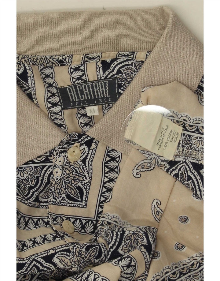 Alcatraz Chemise pull à manches courtes pour homme Beige moyen Paisley Viscose