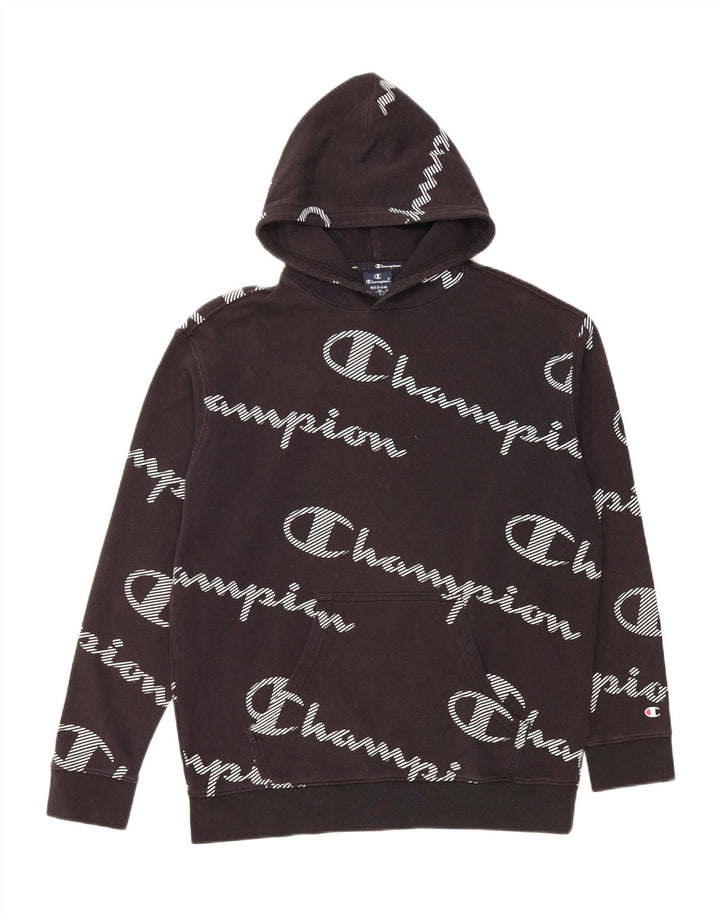 CHAMPION Mens Graphic Hoodie Jumper Medium Black