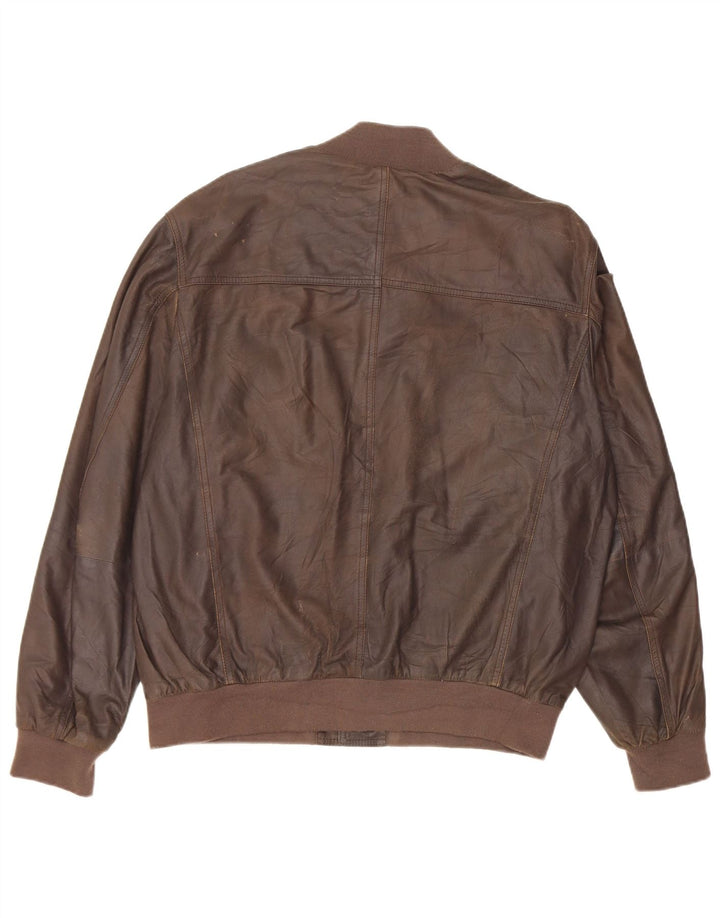 Gimo's Veste en cuir bomber pour homme UK 38 Cuir marron moyen