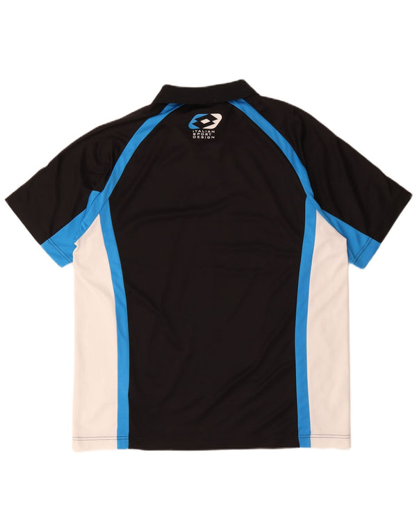 Lotto Polo graphique à col zippé pour homme UK 42/44 XL Noir Colourblock