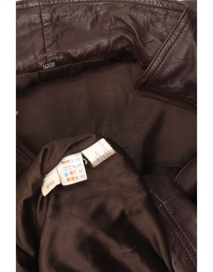 VINTAGE Manteau en cuir surdimensionné femme EU 40 Cuir brun moyen