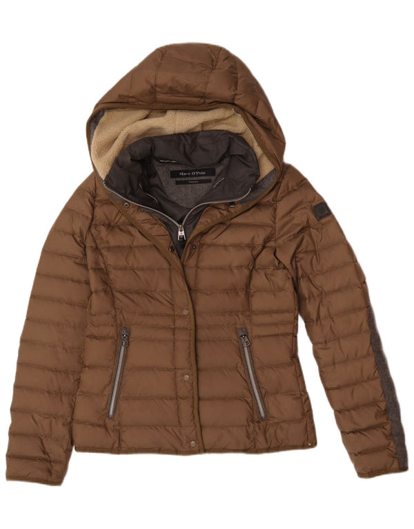 Marc O'Polo Veste matelassée à capuche pour femme EU 36 Small Marron Colourblock