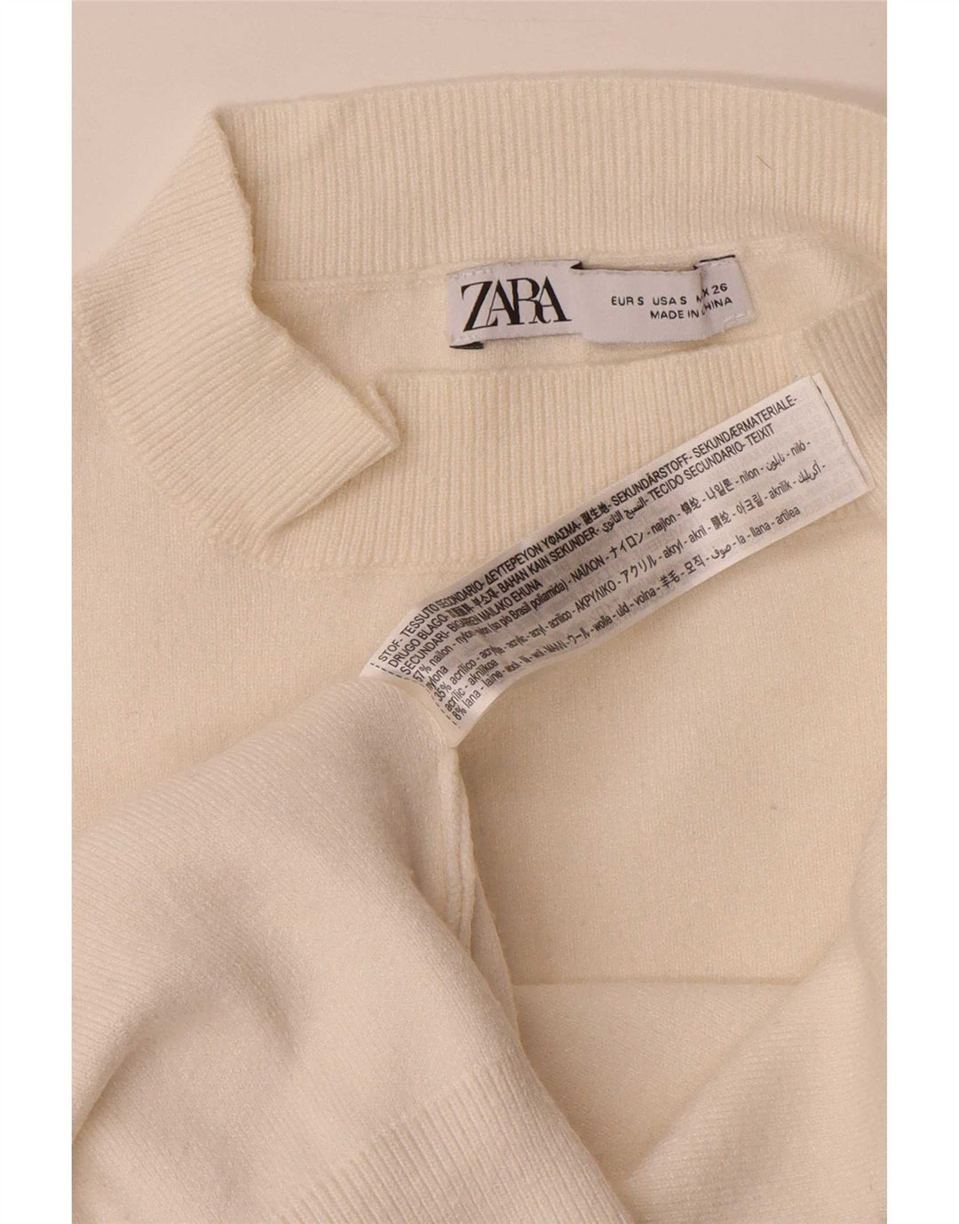 Zara Pull surdimensionné à col roulé pour femme UK 10 Petite viscose blanche