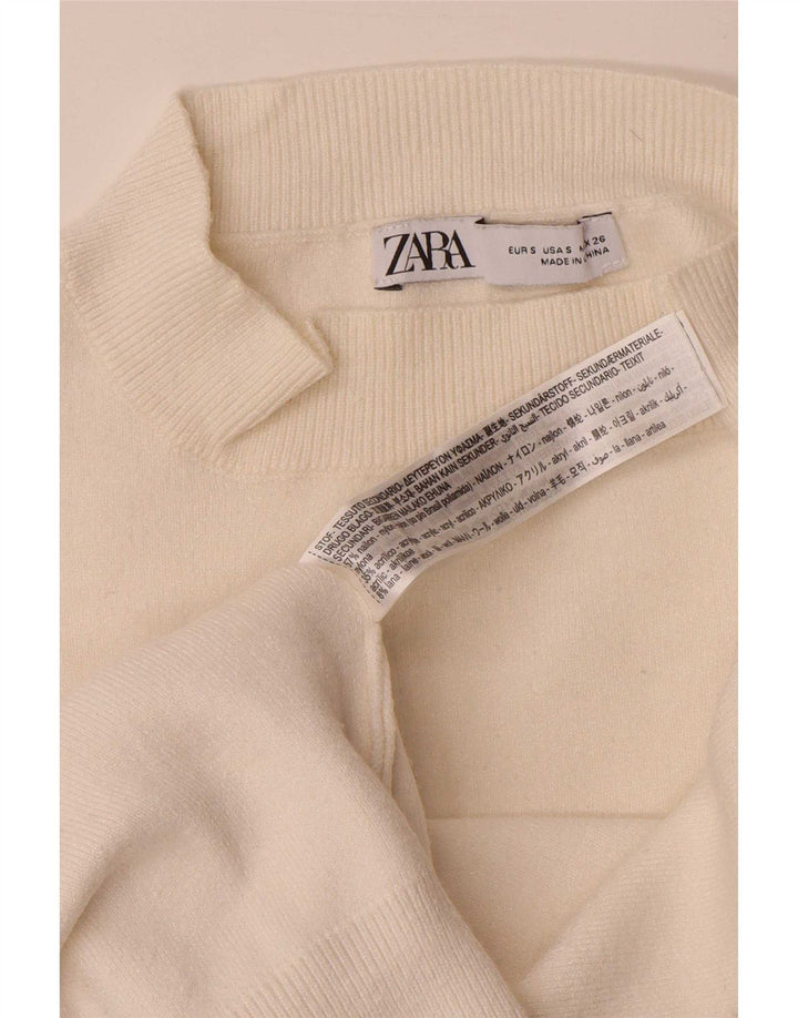 Zara Pull surdimensionné à col roulé pour femme UK 10 Petite viscose blanche