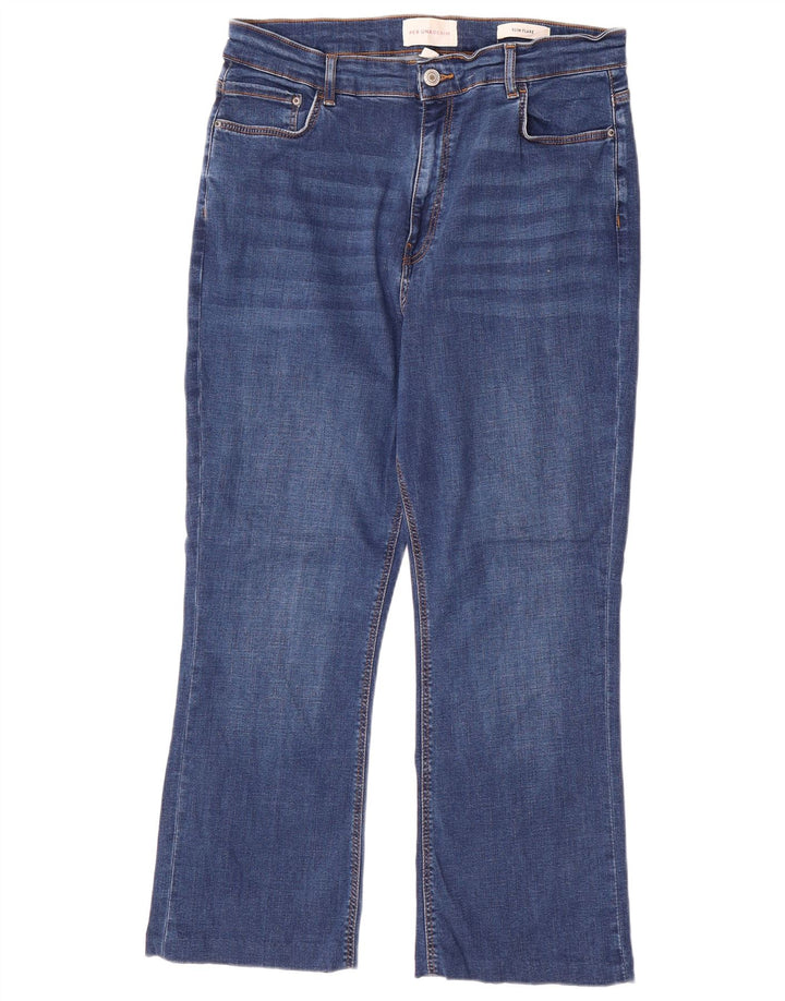 Marks & Spencer Jean évasé court pour femme UK 16 Large W32 L25 Bleu