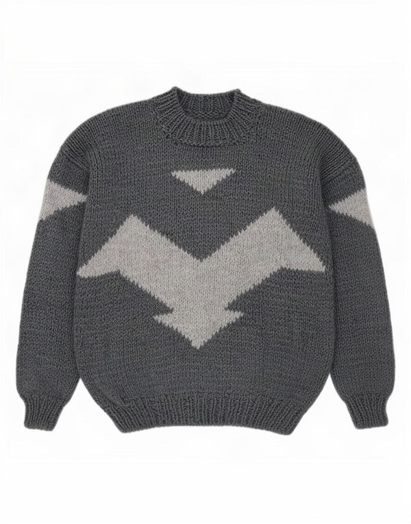 vintage Womens Turtle Neck Jumper Sweater UK 16 Grand Colorblock Gris