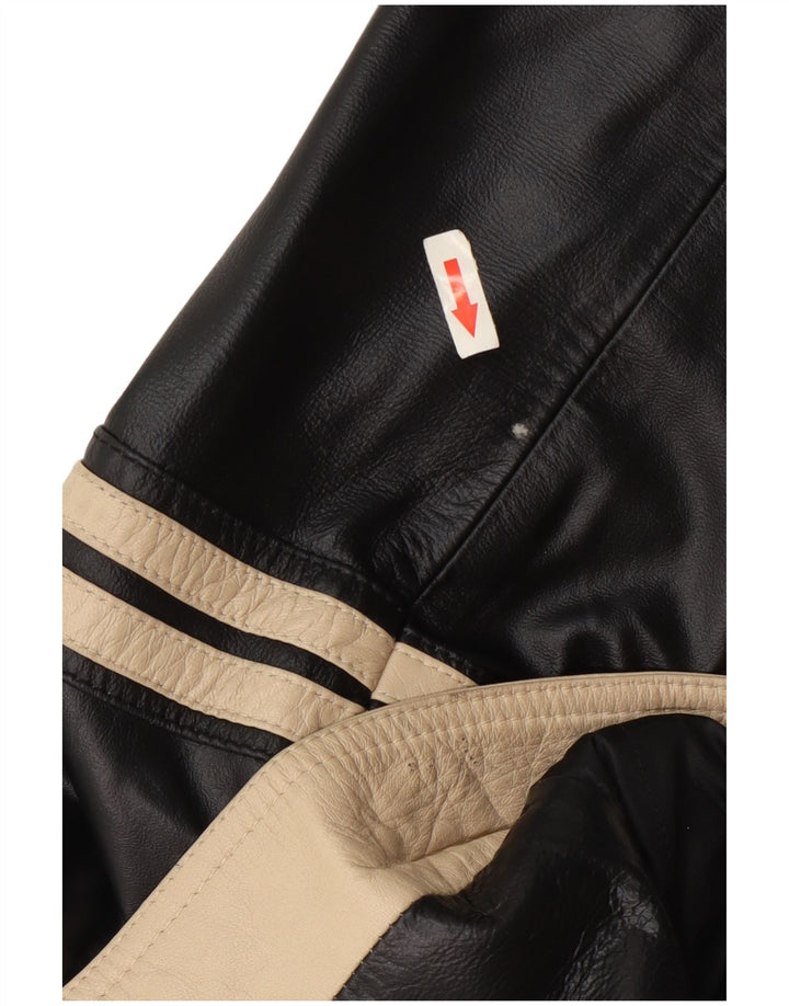 veste en cuir femme vintage IT 48 XL Black Colourblock