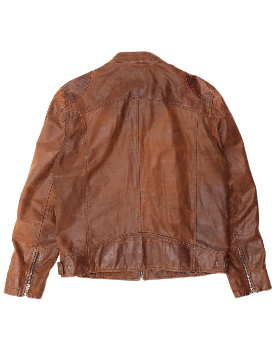 GIPSY Veste en Cuir Slim Homme UK 42 XL Cuir Marron