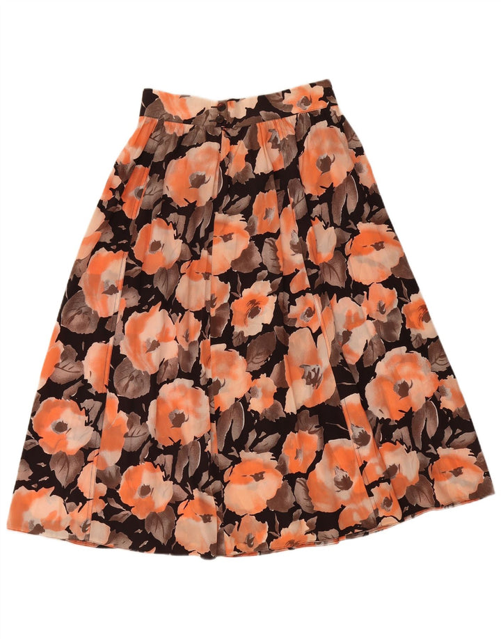 jupe évasée femme vintage W28 Floral orange moyen
