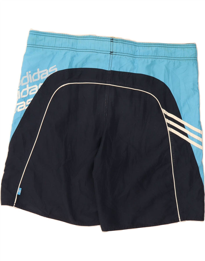 ADIDAS Mens Graphic Swimwear XL Navy Blue Colourblock Polyester Vintage Adidas and Second-Hand Adidas from Messina Hembry 