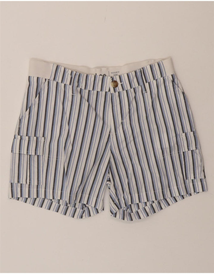 LEE Womens Regular Fit Mid Rise Cargo Shorts US 10 Large W32  Blue Striped Vintage Lee and Second-Hand Lee from Messina Hembry 