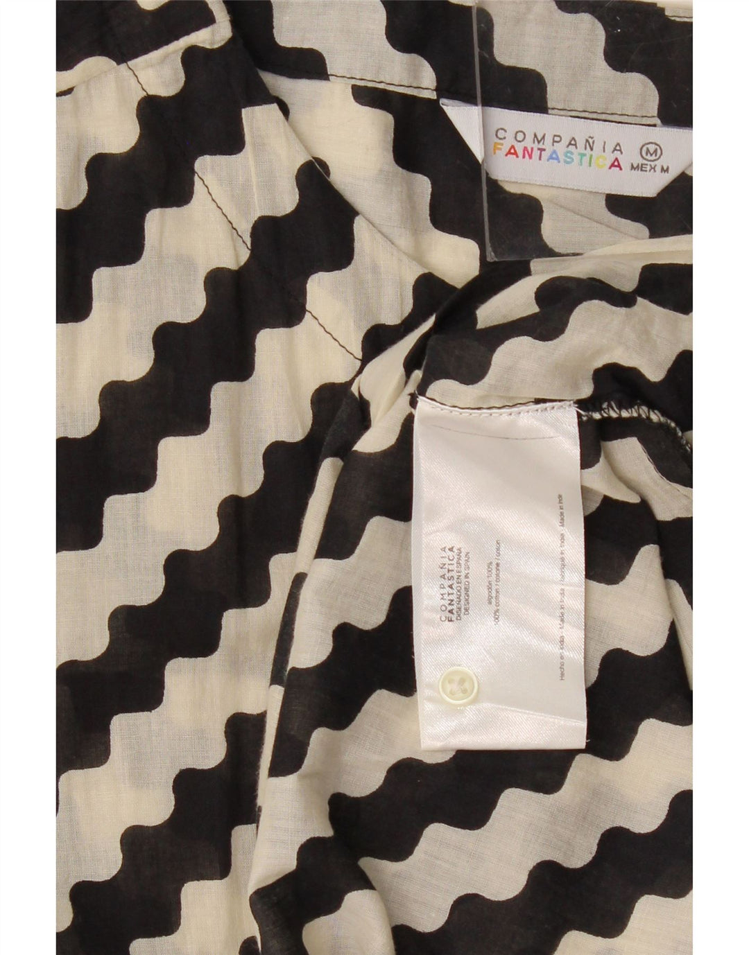 COMPANIA FANTASTICA Robe trapèze pour femme UK 44 en coton rayé noir moyen